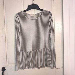 Black and White Striped Long Sleeve T